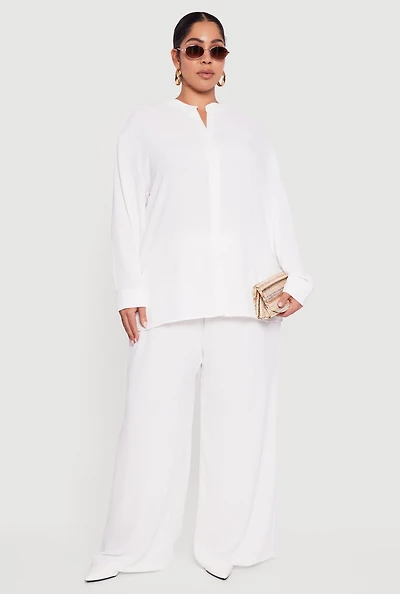 Plus Crepe Knit Wide Leg Pants