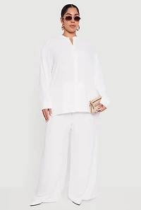 Plus Crepe Knit Wide Leg Pants