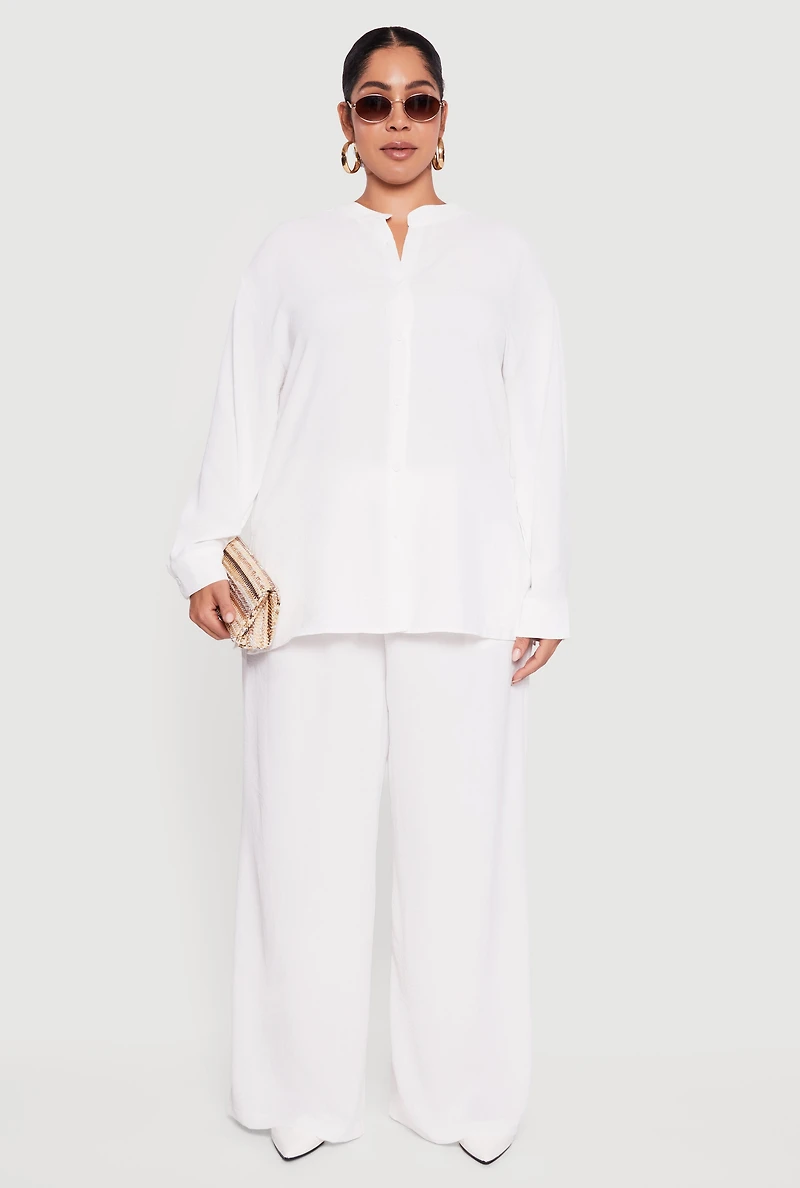 Plus Crepe Knit Wide Leg Pants