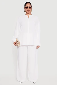 Plus Crepe Knit Wide Leg Pants