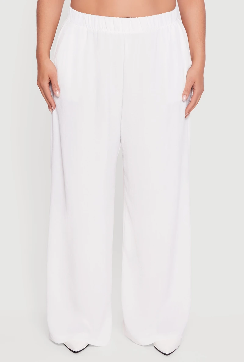 Plus Crepe Knit Wide Leg Pants