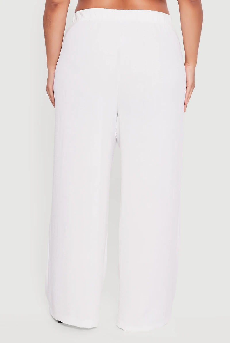 Plus Crepe Knit Wide Leg Pants