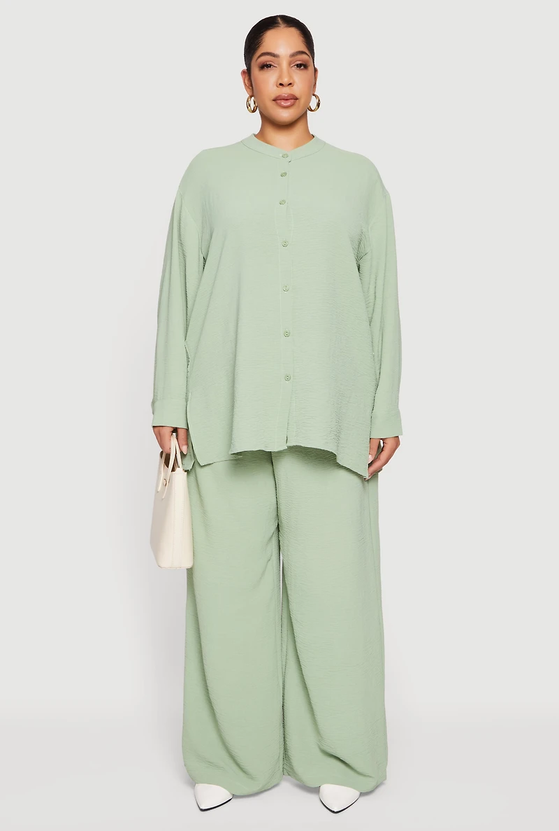 Plus Crepe Knit Wide Leg Pants