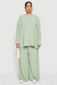 Plus Crepe Knit Wide Leg Pants