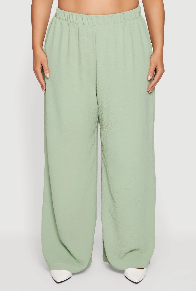 Plus Crepe Knit Wide Leg Pants