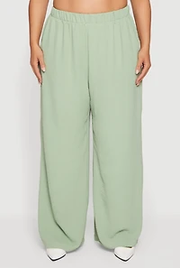 Plus Crepe Knit Wide Leg Pants