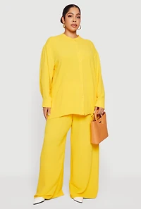 Plus Crepe Knit Wide Leg Pants