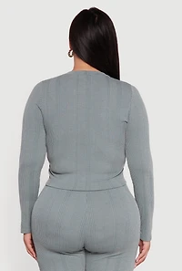 Plus Shadow Stripe Long Sleeve Top