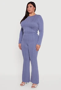 Plus Shadow Stripe Long Sleeve Top