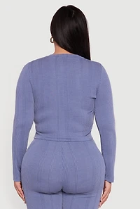 Plus Shadow Stripe Long Sleeve Top