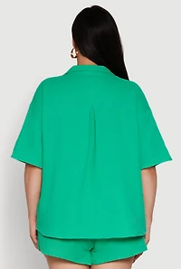 Womens Plus Gauze Knit Short Sleeve Shirt, 2X