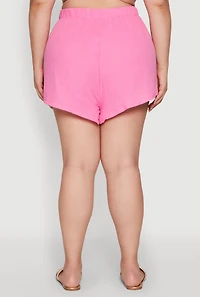 Womens Plus Size Gauze Knit Shorts, Pink, Size 1X