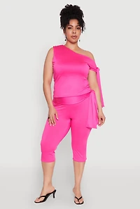 Womens Plus Side Tie Capri Pants, 2X