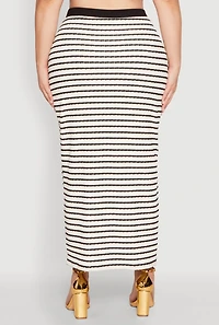 Womens Plus Size Textured Knit Striped Maxi Skirt, Multi, Size 3X
