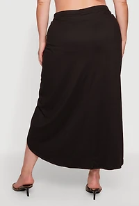 Plus High Waisted Ruched Front Skirt