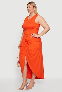 Plus High Waisted Ruched Front Skirt
