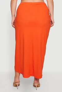 Plus High Waisted Ruched Front Skirt