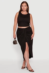 Plus Double Layered Soft Knit Crop Tank Top