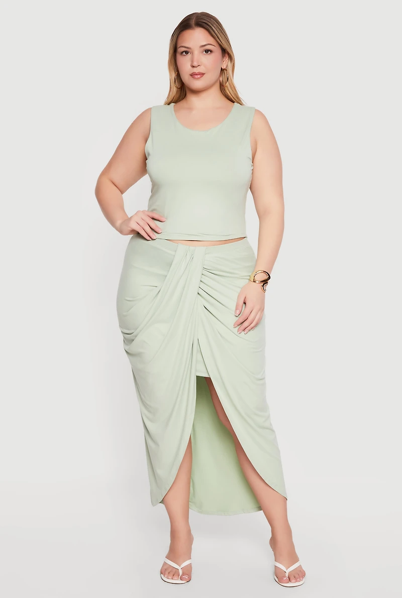 Plus Double Layered Soft Knit Crop Tank Top
