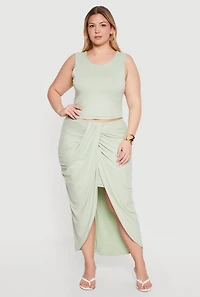 Plus Double Layered Soft Knit Crop Tank Top