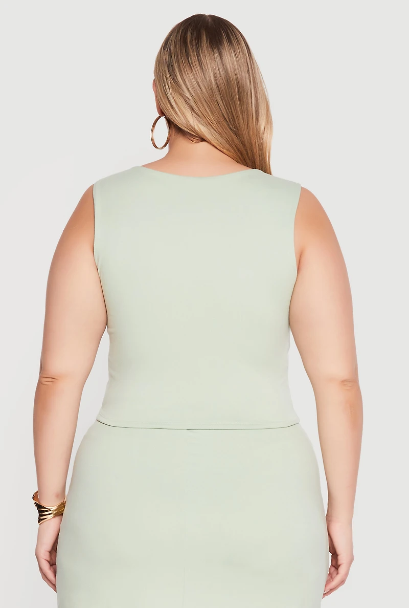 Plus Double Layered Soft Knit Crop Tank Top