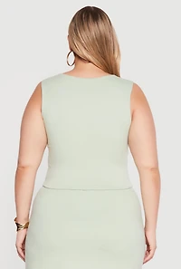 Plus Double Layered Soft Knit Crop Tank Top