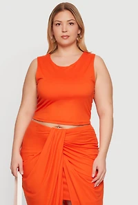 Plus Double Layered Soft Knit Crop Tank Top