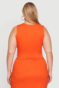 Plus Double Layered Soft Knit Crop Tank Top