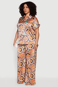 Plus Satin Chain Print Blouse