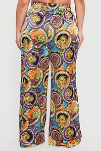 Plus Satin High Waisted Wide Leg Pants