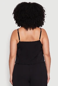 Womens Plus Size Airy Tiered Cami, Black, Size 1X