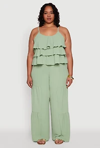 Plus Airy Tiered Palazzo Pants