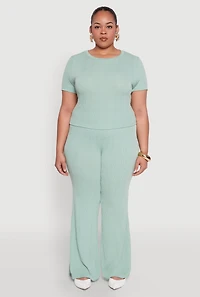 Womens Plus Size Shadow Stripe Crop Top, Green, Size 3X