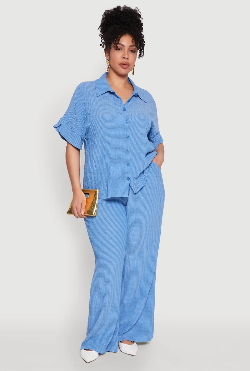 Plus Textured Knit Shirt