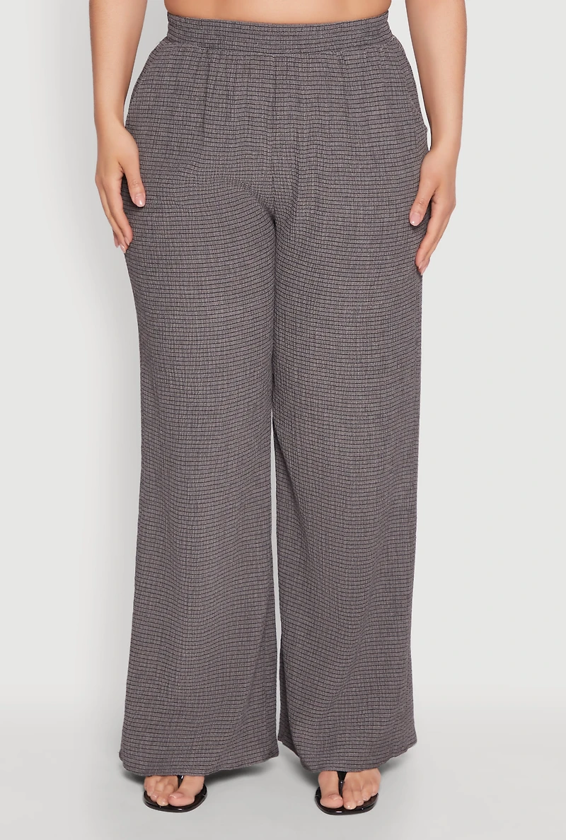 Plus Textured Knit Wide Leg Pants