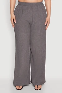 Plus Textured Knit Wide Leg Pants