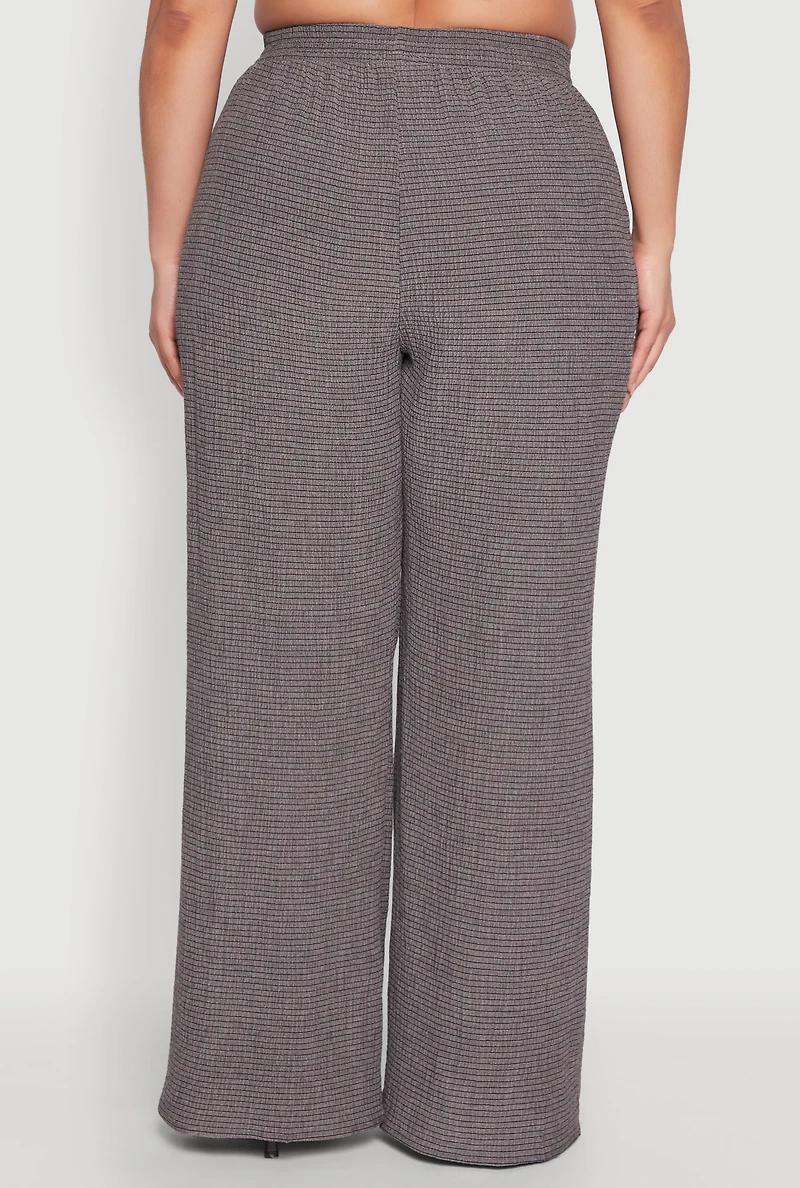 Plus Textured Knit Wide Leg Pants