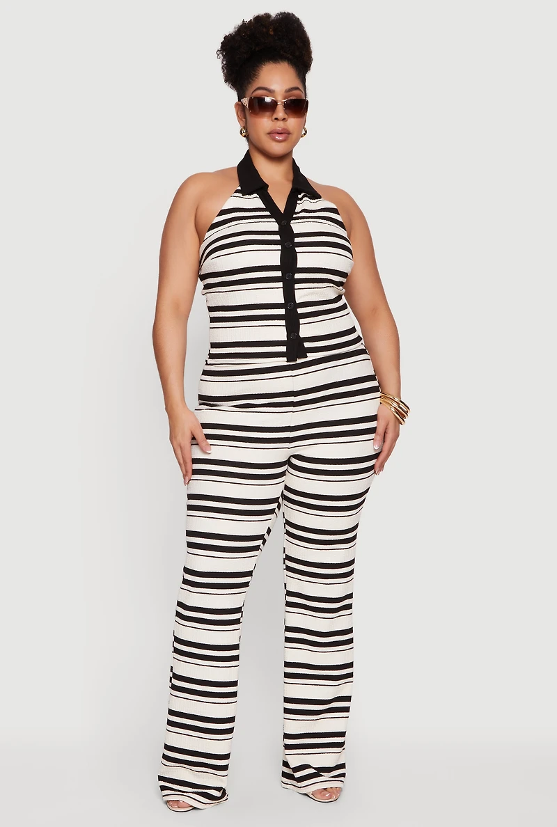 Plus Striped High Waisted Pants