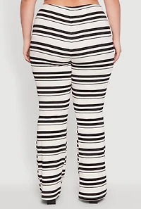 Plus High Waisted Striped Casual Pants