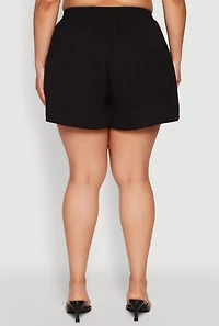 Womens Plus Airy Elastic Waist Shorts,