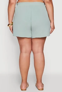 Womens Plus Airy Elastic Waist Shorts, 3X