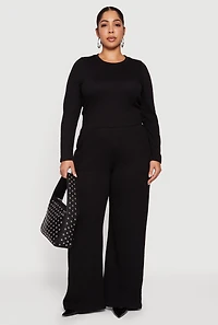 Plus Long Sleeve Textured Knit Tee