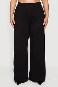 Plus Textured Knit Pull On Wide Leg Pants