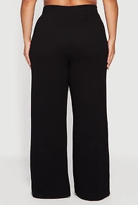 Plus Textured Knit Pull On Wide Leg Pants