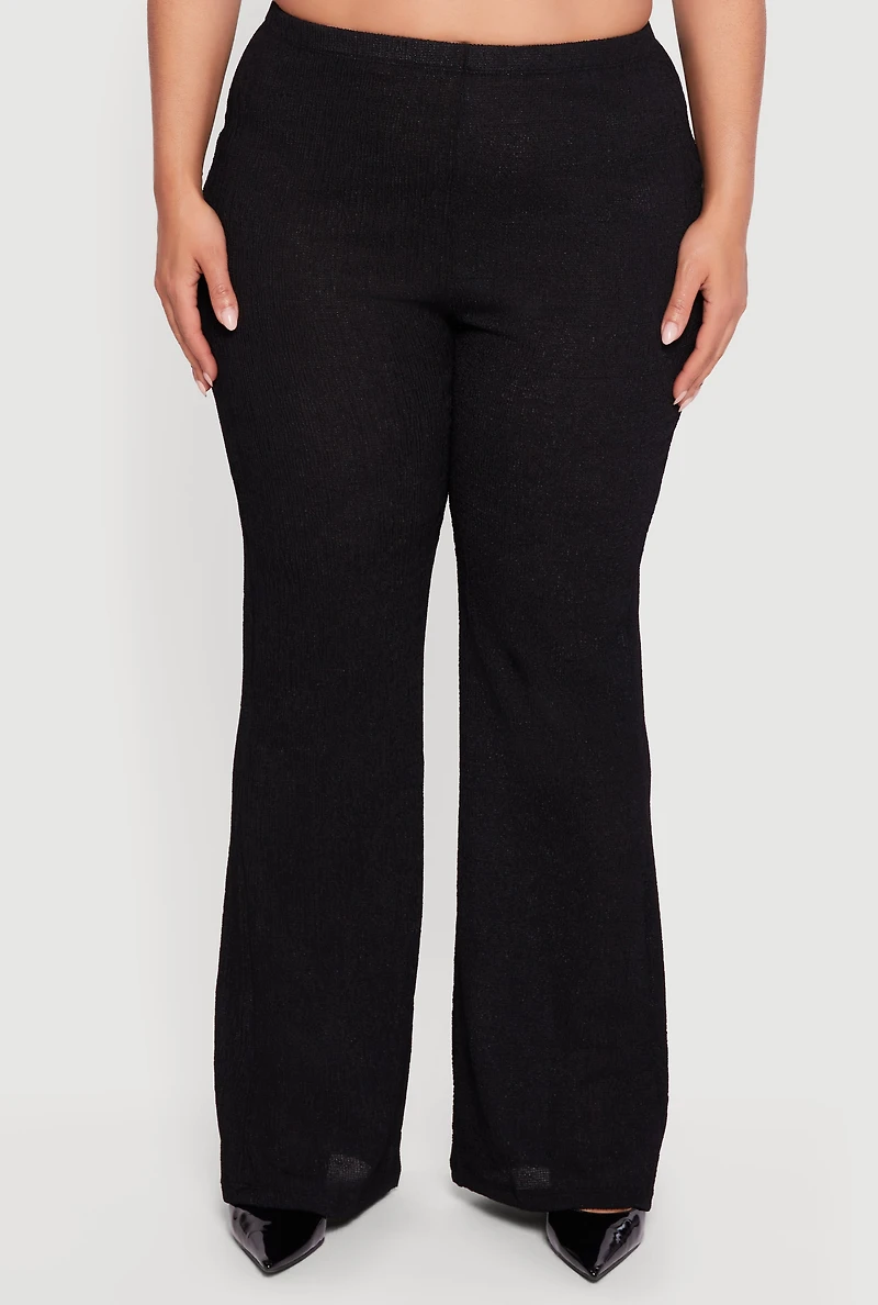 Plus Textured Knit Pull On Pants