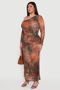 Plus One Shoulder Side Ruched Crop Top