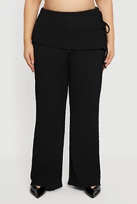 Plus High Waisted Side Tie Fold Over Pants