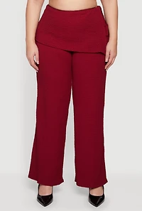 Plus High Waisted Side Tie Fold Over Pants