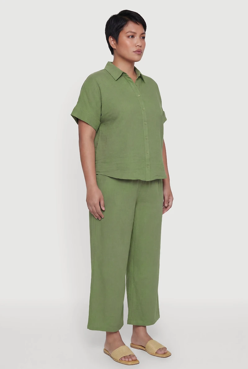 Plus Swiss Dot Wide Leg Pants