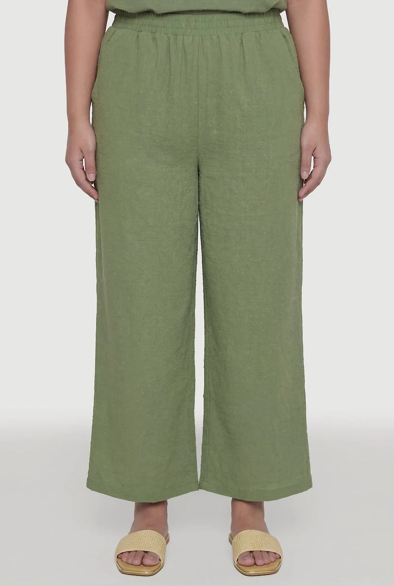 Plus Swiss Dot Wide Leg Pants